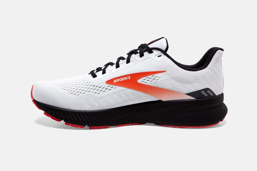 Launch 8 Road Brooks Running Shoes NZ Mens - White/Black/Red - JQWODB-781